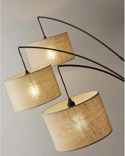 Adesso 4238-26 Trinity Arc Floor Lamp Antique Bronze FinisH, Beige Burlap . Home Decor Lamps and Light Fixtures, 82",3 Arm - LeafyLoom