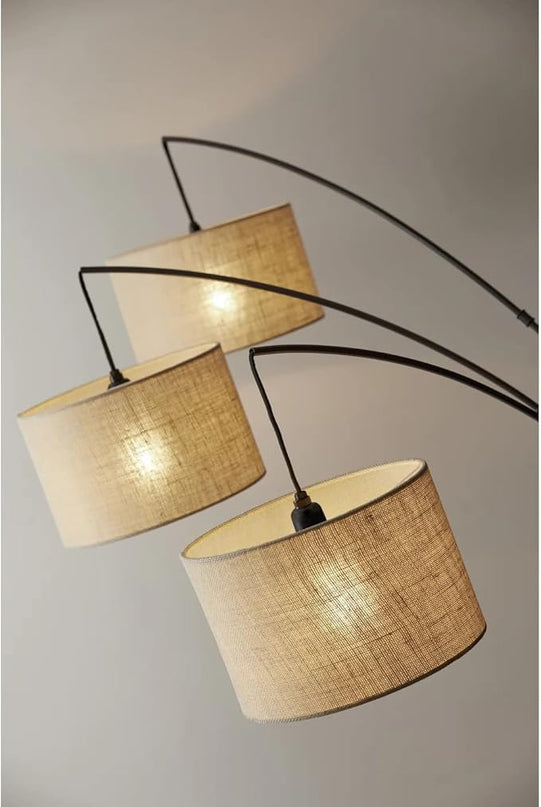 Adesso 4238-26 Trinity Arc Floor Lamp Antique Bronze FinisH, Beige Burlap . Home Decor Lamps and Light Fixtures, 82",3 Arm - LeafyLoom