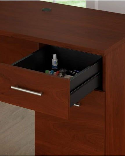 Bush Furniture Somerset 60W L Shaped Desk with Storage in Platinum Gray - LeafyLoom