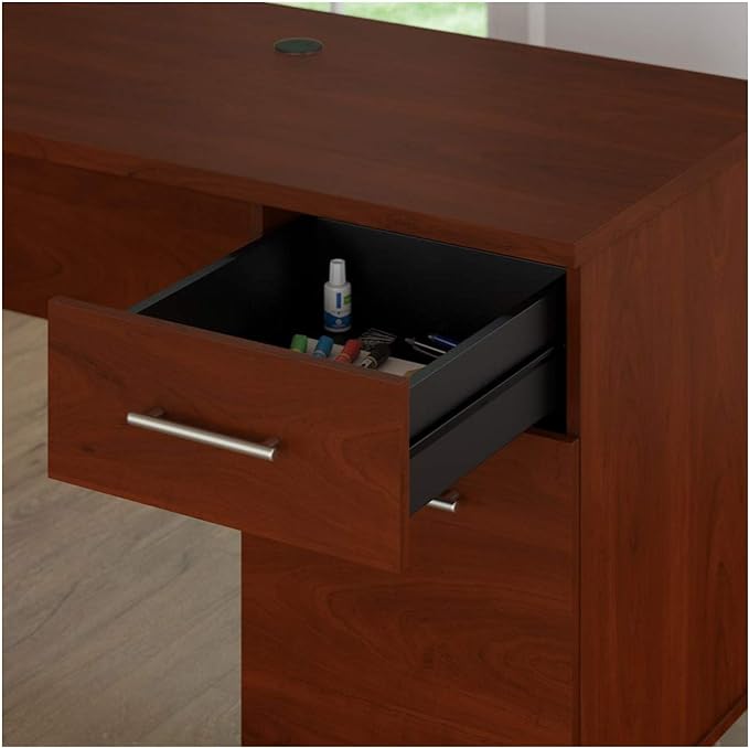 Bush Furniture Somerset 60W L Shaped Desk with Storage in Platinum Gray - LeafyLoom