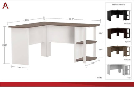 Ameriwood Home Dakota L-Shaped Desk with Bookshelves, Espresso - LeafyLoom