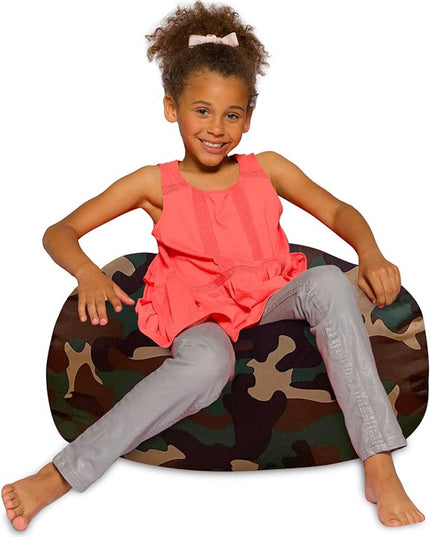 Posh Creations Bean Bag Chair for Kids, Teens, and Adults Includes Removable and Machine Washable Cover, Soft Nylon - Camo Green, 27in - Medium - LeafyLoom