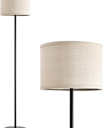 Oneach 61" Farmhouse Industrial Floor Lamp for Living Room Standing Floor Lamp Rustic Floor Lamps for Living Room Bedroom Tall Lamps with Rotary Switch for Bedroom with Natural Linen Lamp Shade - LeafyLoom