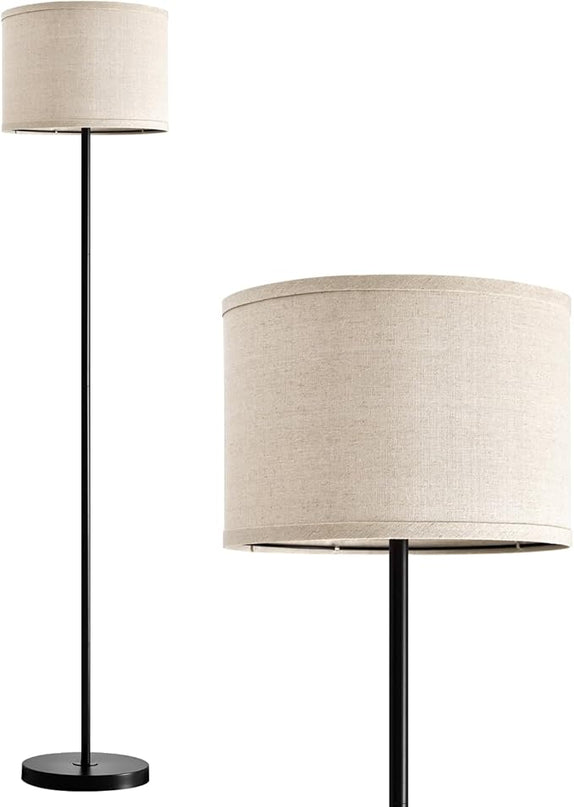 Oneach 61" Farmhouse Industrial Floor Lamp for Living Room Standing Floor Lamp Rustic Floor Lamps for Living Room Bedroom Tall Lamps with Rotary Switch for Bedroom with Natural Linen Lamp Shade - LeafyLoom