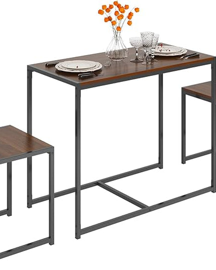 SogesHome Compact Dining Table Set with 2 Chairs, Small 3 Piece Lunch Table Set, Breakfast Table Chair Set for Kitchen, Living-Room - LeafyLoom