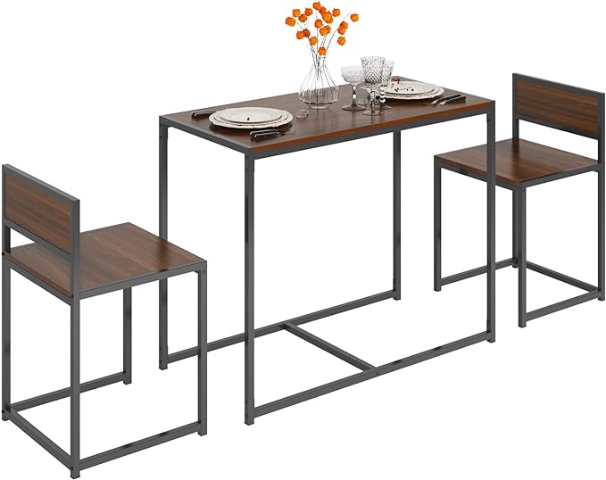 SogesHome Compact Dining Table Set with 2 Chairs, Small 3 Piece Lunch Table Set, Breakfast Table Chair Set for Kitchen, Living-Room - LeafyLoom