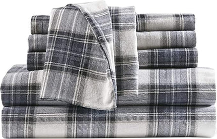 Comfort Spaces Cotton Flannel Breathable Warm Deep Pocket Sheets with Pillow Case Bedding, Full, Scottish Plaid Blue, 4 Piece - LeafyLoom