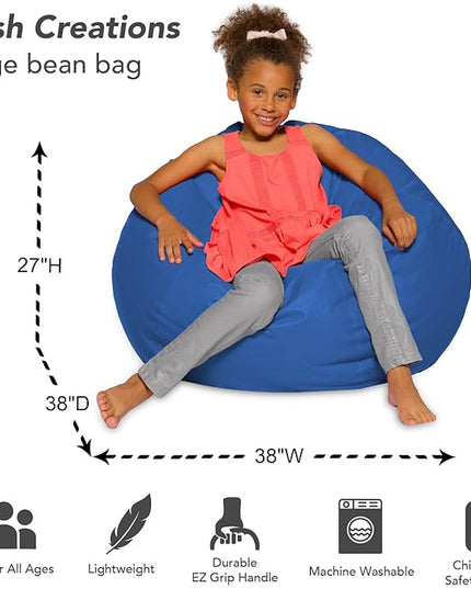Posh Beanbags Bean Bag Chair, Large-38in, Solid Royal Blue - LeafyLoom
