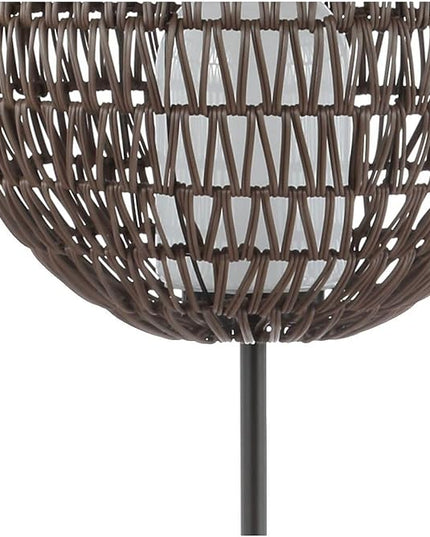 JONATHAN Y JYL6507A Bea 61" Outdoor Woven Globe LED Floor Lamp, Bohemian, Transitional, Scandinavian, Modern, Contemporary, Modern, Office, Bedroom, Living Room, Family Room, Dining Room, Coffee/Black - LeafyLoom