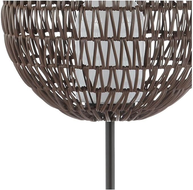 JONATHAN Y JYL6507A Bea 61" Outdoor Woven Globe LED Floor Lamp, Bohemian, Transitional, Scandinavian, Modern, Contemporary, Modern, Office, Bedroom, Living Room, Family Room, Dining Room, Coffee/Black - LeafyLoom