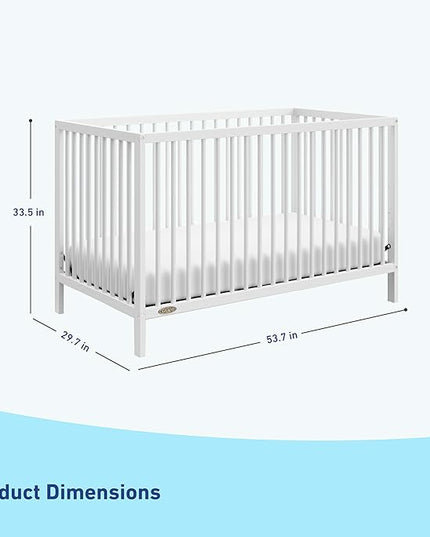Graco Teddi 5-in-1 Convertible Crib (White) – GREENGUARD Gold Certified, Converts to Daybed, Toddler & Twin Bed with Headboard and Footboard, Adjustable Mattress Height - LeafyLoom