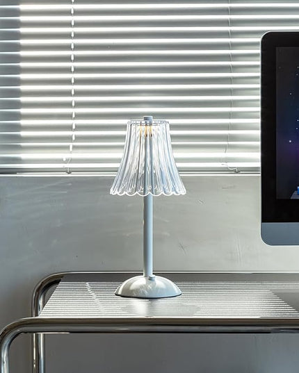 Cordless Table Lamp for Kitchen Home,Table,Dining Room, Gold Rechargeable Lamps, USB Charge 12'' Tall LEDPortable Outdoor Indoor Table Lamp with Dimmer (Flower-White) - LeafyLoom