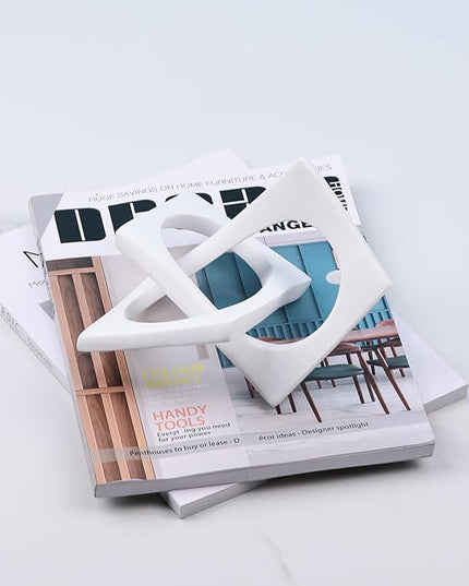 DOVDOV Geometric cube white knot decorations, geometric sculptures, modern home decorations for home decor accents, dining tables, on shelves, consoles, entryway tabletop centrepieces - LeafyLoom