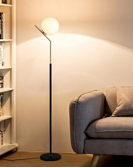 Hsyile Lighting KU300207 Modern Creative White Glass Ball Floor Lamp for Living Room,Bedroom,Office,Hotel,1 Light - LeafyLoom