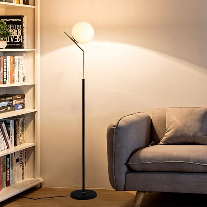 Hsyile Lighting KU300207 Modern Creative White Glass Ball Floor Lamp for Living Room,Bedroom,Office,Hotel,1 Light - LeafyLoom