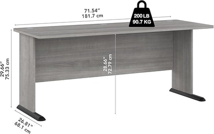 Bush Business Furniture Studio A 72W Computer Desk in Platinum Gray, 6 Foot Gaming and Work Table for Home or Professional Office - LeafyLoom