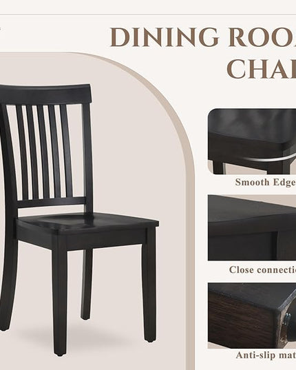 COLAMY Wooden Dining Chairs Set of 6, Spindle High Back Windsor Kitchen Side Chair, Farmhouse Dining Chairs for Kitchen and Dining Room, Dark Brown - LeafyLoom