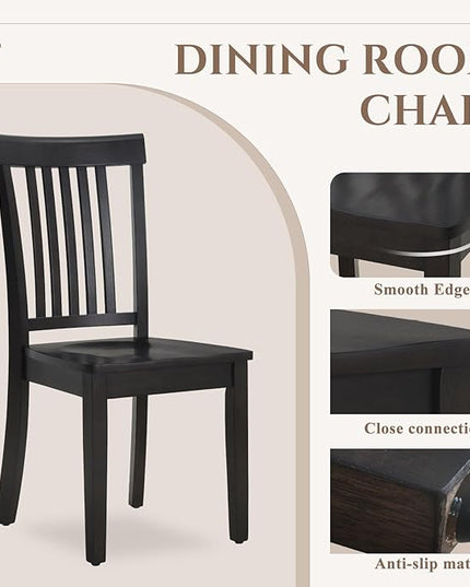 COLAMY Wooden Dining Chairs Set of 4, Spindle High Back Windsor Kitchen Side Chair, Farmhouse Dining Chairs for Kitchen and Dining Room, Dark Brown - LeafyLoom