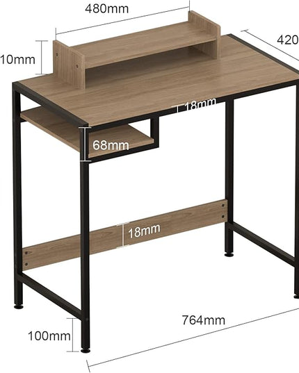 Computer Desk - 32 Inch Home Office Desk with Storage, Gaming Desk with Monitor Stand, Modern Simple Study Table, Adjustable Storage Space, Grey - LeafyLoom