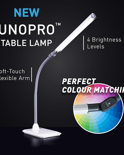 Daylight Company Uno Pro Table Lamp, Standing Lamp for Living Room, Bedroom, Salon, Office, Touch Control, Flexible Arm, Sleek Design, Multipurpose - LeafyLoom