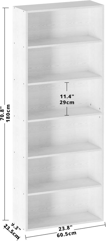 IRONCK Bookshelves and Bookcases Floor Standing 6 Tier Display Storage Shelves 70in Tall Bookcase for Home Office, Living Room, Bed Room - LeafyLoom