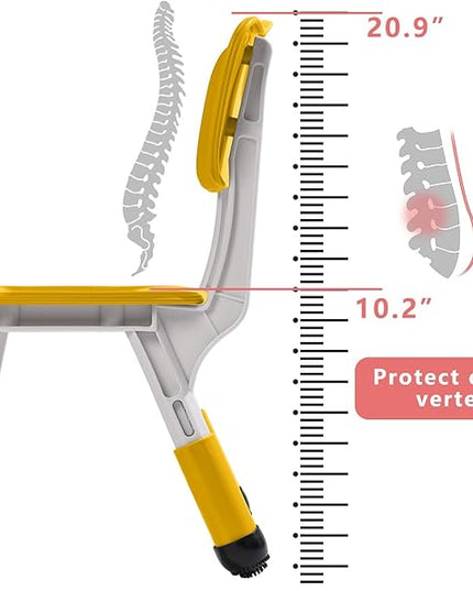 Adjustable Kid Chairs Indoor 3 Level Adjustable Suitable for Children Age 2-6. Maximum load-bearing 220LBS Suitable for Family Classroom and Nursery Child Seat Set (2-Pack) (Yellow(2 Chair)) - LeafyLoom