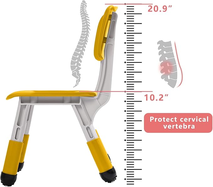 Adjustable Kid Chairs Indoor 3 Level Adjustable Suitable for Children Age 2-6. Maximum load-bearing 220LBS Suitable for Family Classroom and Nursery Child Seat Set (2-Pack) (Yellow(2 Chair)) - LeafyLoom