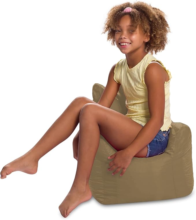 Posh Creations Structured Comfy Bean Bag Chair for Gaming, Reading, and Watching TV, Pasadena Chair, Microsuede - Camel - LeafyLoom