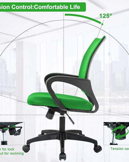 BestOffice Home Office Chair Ergonomic Desk Chair Mesh Computer Chair with Lumbar Support Armrest Executive Rolling Swivel Adjustable Mid Back Task Chair,Green - LeafyLoom
