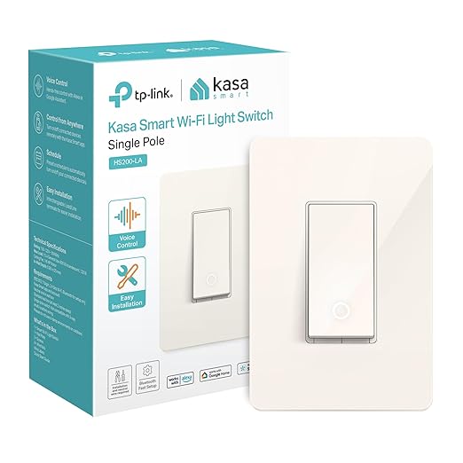 Kasa Smart Light Switch HS200-LA, Light Almond, Single Pole,Neutral Wire Required, 2.4GHz Wi-Fi Light Switch Compatible with Alexa and Google Home, UL Certified, No Hub Required KasaSmartbyTP-Link