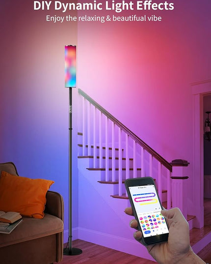 chiphy RGB Floor Lamp, 75'' Color Changing Floor Lamp, LED Cylinder Floor Lamp Alexa Lamp APP Control, Music Sync DIY Mode, 18W 1600 Lumen Modern Lamp for Living Room Bedroom Gaming Room Party - LeafyLoom