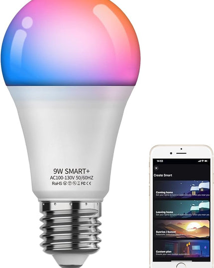 Smart Light Bulb, WiFi & Bluetooth 5.0, A19 E26 800LM Color Changing Light Bulb, Warm to Cool White, Dimmable LED Lights, App Control, UL Listed, No Hub Required, Works with Alexa Google Home Vanance