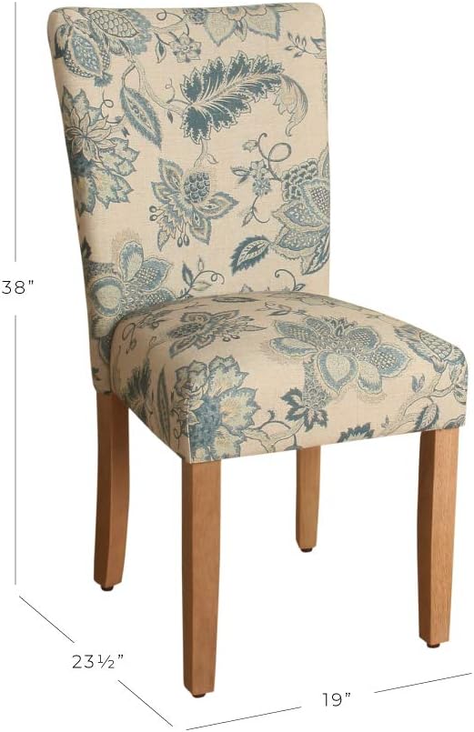 HomePop Parsons Classic Upholstered Accent Dining Chair, Set of 2, Blue Jacobean - LeafyLoom