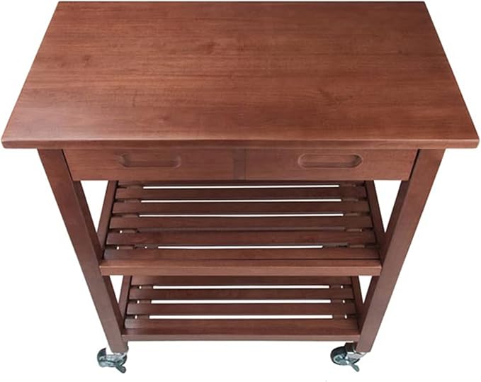 Winsome 94734 Jonathan 2 Drawer Rolling Kitchen Cart in Walnut - LeafyLoom