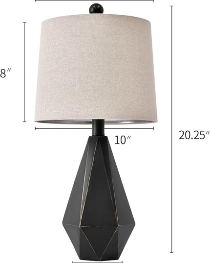 PoKat 20.25'' Table Lamp for Bedroom - Single Bedside Lamp for Night Stand, Small Bedroom Lamp, Modern Night Stand Lamp with Shade, Farmhouse Table Lamp for Living Room, Kids Room, End Table, Black - LeafyLoom
