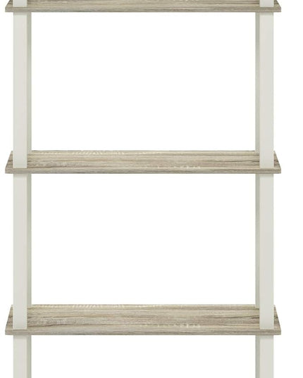 Furinno Turn-N-Tube 5-Tier Multipurpose Shelf / Display Rack / Storage Shelf / Bookshelf, Square Tubes, Sonoma Oak/White - LeafyLoom