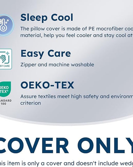 Bed Wedge Pillowcase 7.5“ Wedge Pillow Cover Cooling and Breathable Replacement Cover Blue(Wedge Pillow Cover Only) - LeafyLoom