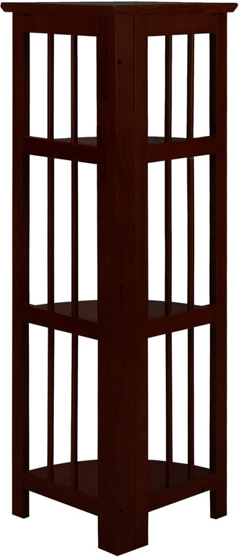 Casual Home 100% Solid Wood Bookcase Freestanding Corner Shelf Display Stand Storage for Home Office, Bedroom, Living Room, 38.75"H, Truffle Brown - LeafyLoom