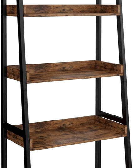 IRONCK Industrial Bookshelf 5-Tier, Bookcase Ladder Shelf, Storage Shelves Rack Shelf Unit, Accent Furniture Metal Frame, Home Office Furniture for Bathroom, Living Room - LeafyLoom
