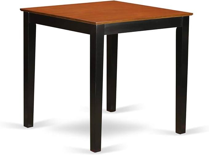 East West Furniture PBCH5-BLK-LC Pub 5 Piece Kitchen Counter Height Set Includes a Square Dining Room Table and 4 Faux Leather Upholstered Chairs, 36x36 Inch, Black & Cherry - LeafyLoom