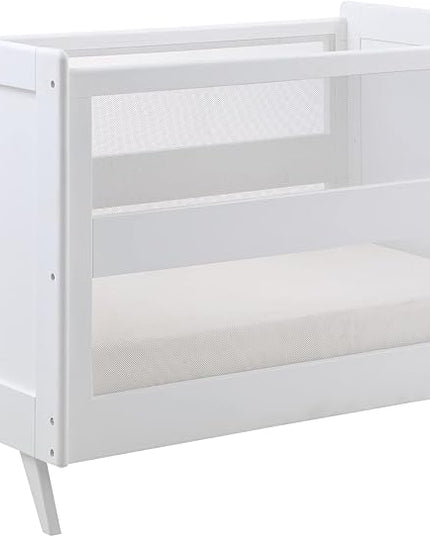 BreathableBaby Breathable Mesh 3-in-1 Convertible Crib (Toddler Bed Kit Sold Separately) — White — Two Adjustable Mattress Heights — Greenguard Gold Certified - LeafyLoom