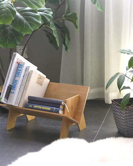 Wood Bookcase, Tilted Bookcase,Desktop Bookshelf Simple Tabletop Tilted Bookcases for Books Magazine CD,Desk Organizers and Storage Rack in Living Room/Office/Home. - LeafyLoom