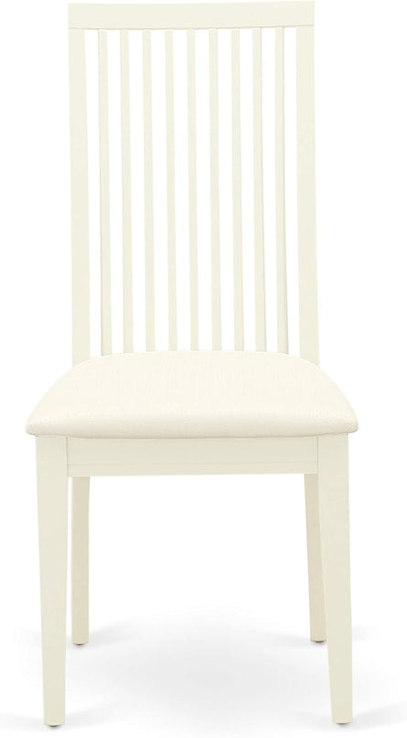 East West Furniture SHIP3-WHI-C 3 Piece Dinette Set for Small Spaces Contains a Round Dining Room Table with Pedestal and 2 Linen Fabric Kitchen Dining Chairs, 42x42 Inch, Linen White - LeafyLoom