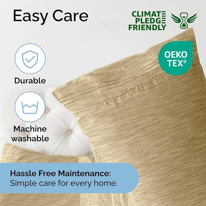 Full Size 4 Piece Sheet Set - Comfy Breathable & Cooling Sheets - Hotel Luxury Bed Sheets for Women & Men - Deep Pockets, Easy-Fit, Soft & Wrinkle Free Sheets - Heathered Tan Oeko-Tex Bed Sheet Set - LeafyLoom