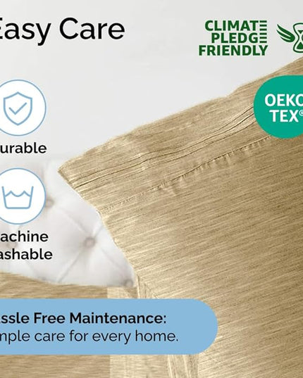 Split King Size 5 Piece Sheet Set - Comfy Breathable & Cooling Sheets - Hotel Luxury Bed Sheets for Women & Men - Deep Pockets, Easy-Fit, Soft & Wrinkle Free Sheets - Heathered Tan Oeko-Tex Bed Sheets - LeafyLoom