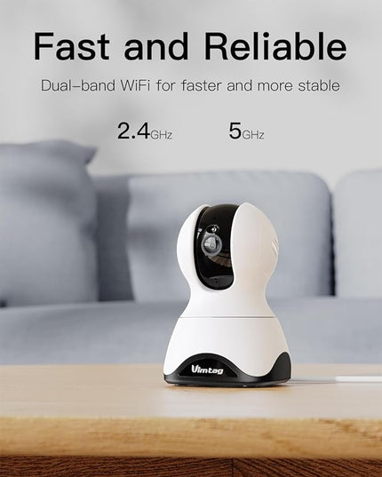 VIMTAG Indoor Camera 2.5K 4MP, Cameras for Home Security 2.4/5Ghz WiFi, Pet Camera 360° Pan/Tilt, Baby Montior with Phone App, Night Vision, Motion Alerts, Cloud/Local Storage, Support Alexa, 1 Pack Vimtag