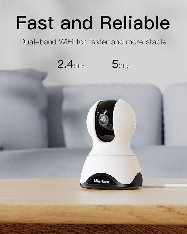 VIMTAG Indoor Camera 2.5K 4MP, Cameras for Home Security 2.4/5Ghz WiFi, Pet Camera 360° Pan/Tilt, Baby Montior with Phone App, Night Vision, Motion Alerts, Cloud/Local Storage, Support Alexa, 1 Pack Vimtag
