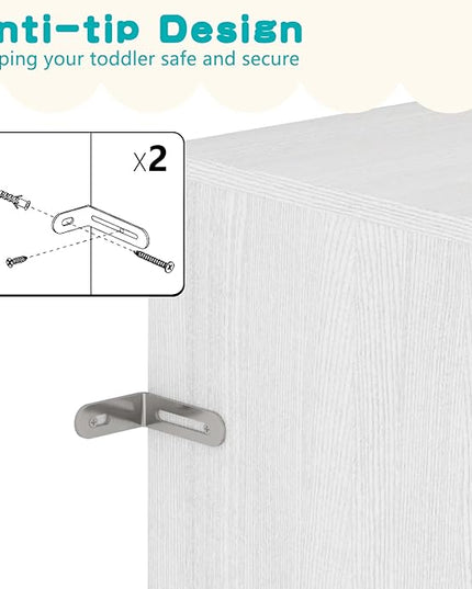 EasyCom 3 Tier Toy Storage Organizer, 5 Cube Toy Shelf and Bookcase Storage Cabinet, Book Shelf for Playroom Bedroom Living Room Nursery White - LeafyLoom