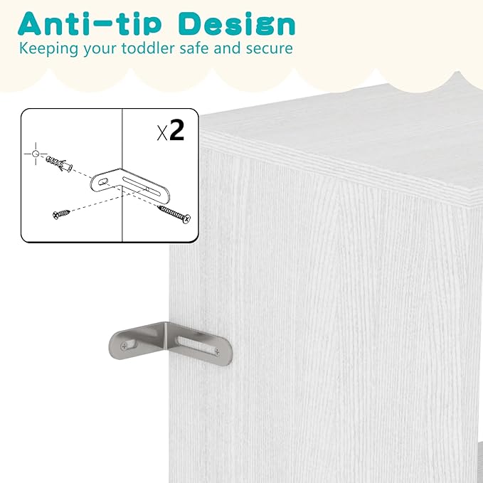EasyCom 3 Tier Toy Storage Organizer, 5 Cube Toy Shelf and Bookcase Storage Cabinet, Book Shelf for Playroom Bedroom Living Room Nursery White - LeafyLoom