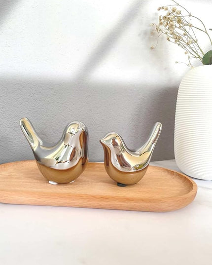 Cute Bedroom Decor Birds, Silver Cute Home Decor, Small Table Decor Items, Modern Silver Cute Decor for Living Room Shelf Bookshelf Table Top - LeafyLoom